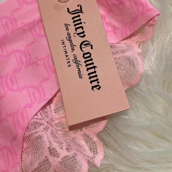 Juicy Couture Panties Lot of 3 Set Pink White Lace Size Small No Panty lines NWT - Picture 2 of 6